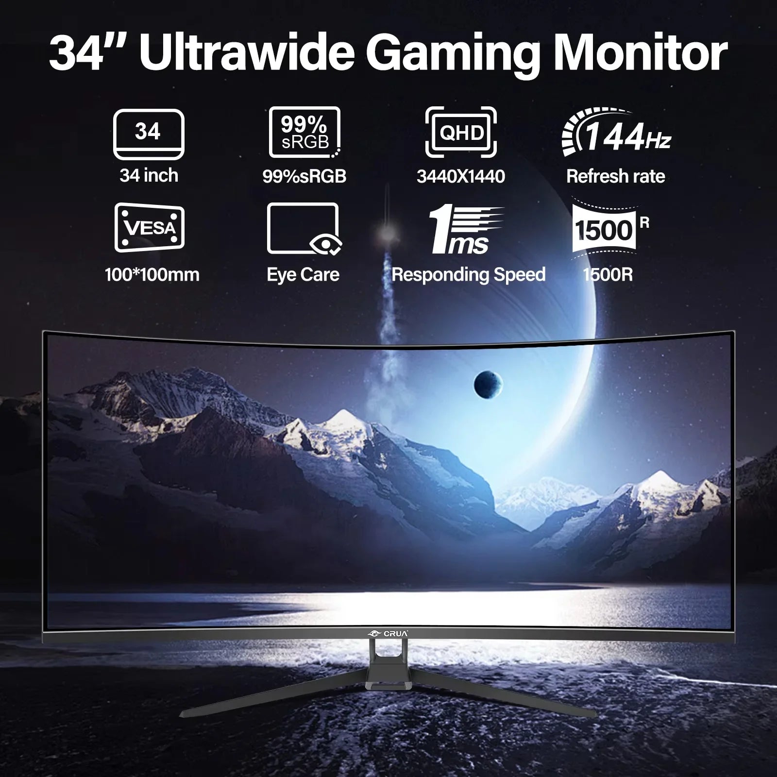 34 CRUA Gaming Monitor