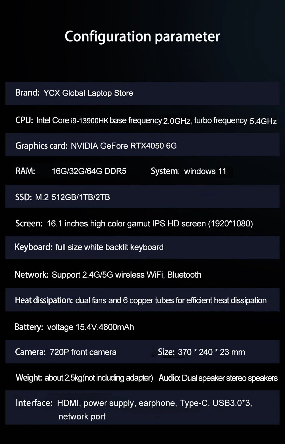Gaming Laptop RTX4050 6G