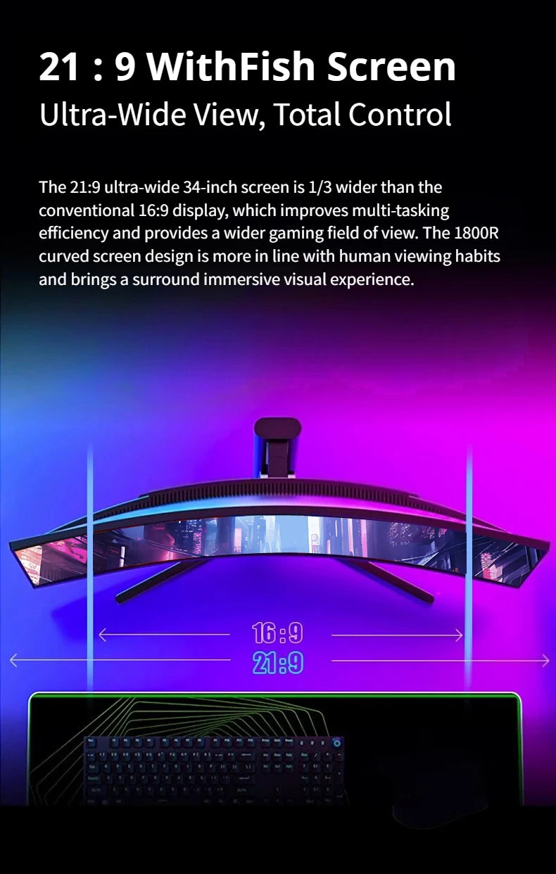 34 Inch 4K 165Hz 21:9 Curved