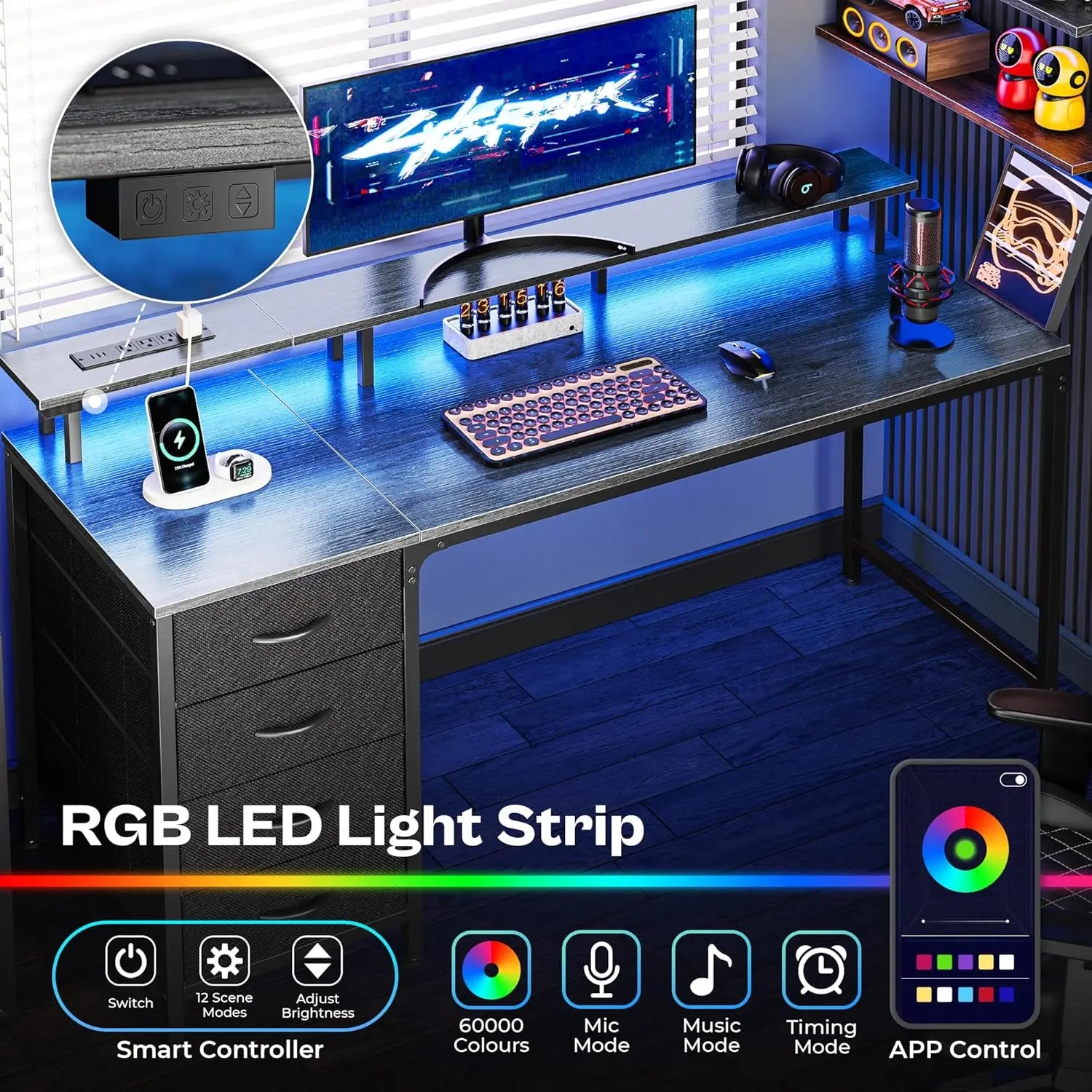 55 Inch Gaming Desk