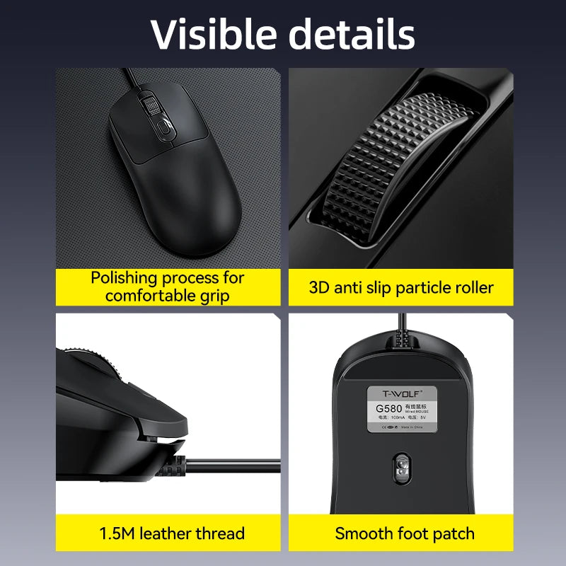 G580 USB Wired Mouse Ergonomic