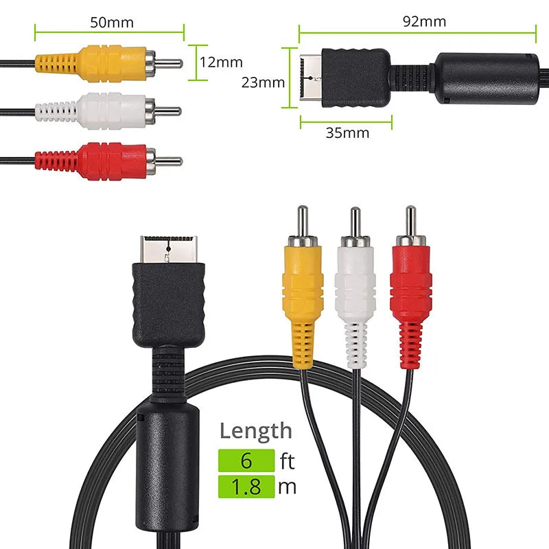 1.8m RCA Cable for PS2 PS3