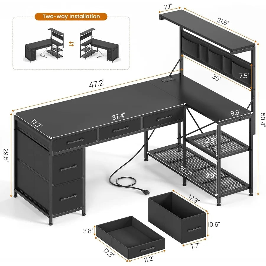 L Shaped Gaming Desk 47.2