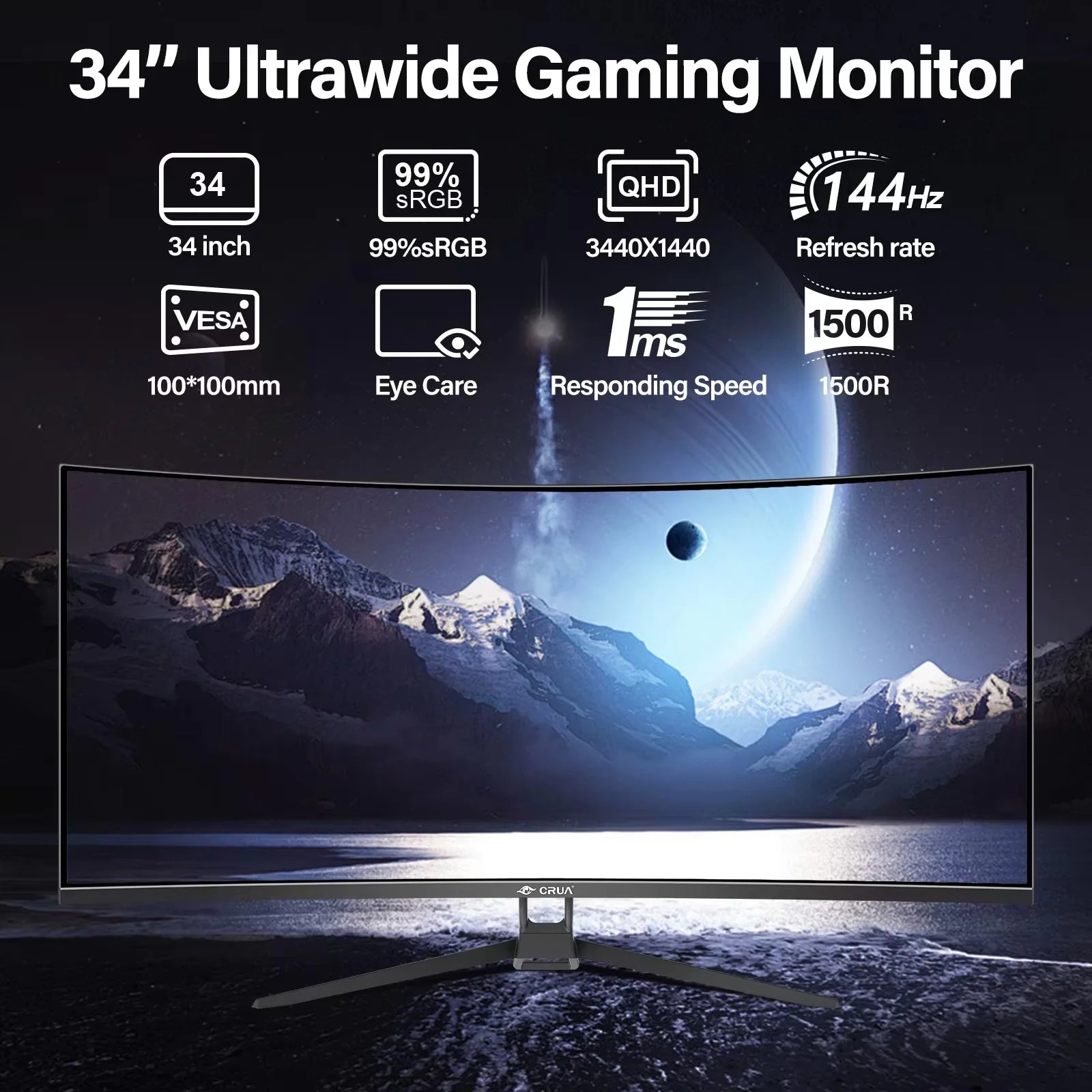 34 CRUA Gaming Monitor