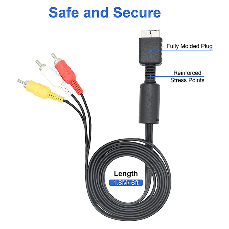 1.8m RCA Cable for PS2 PS3